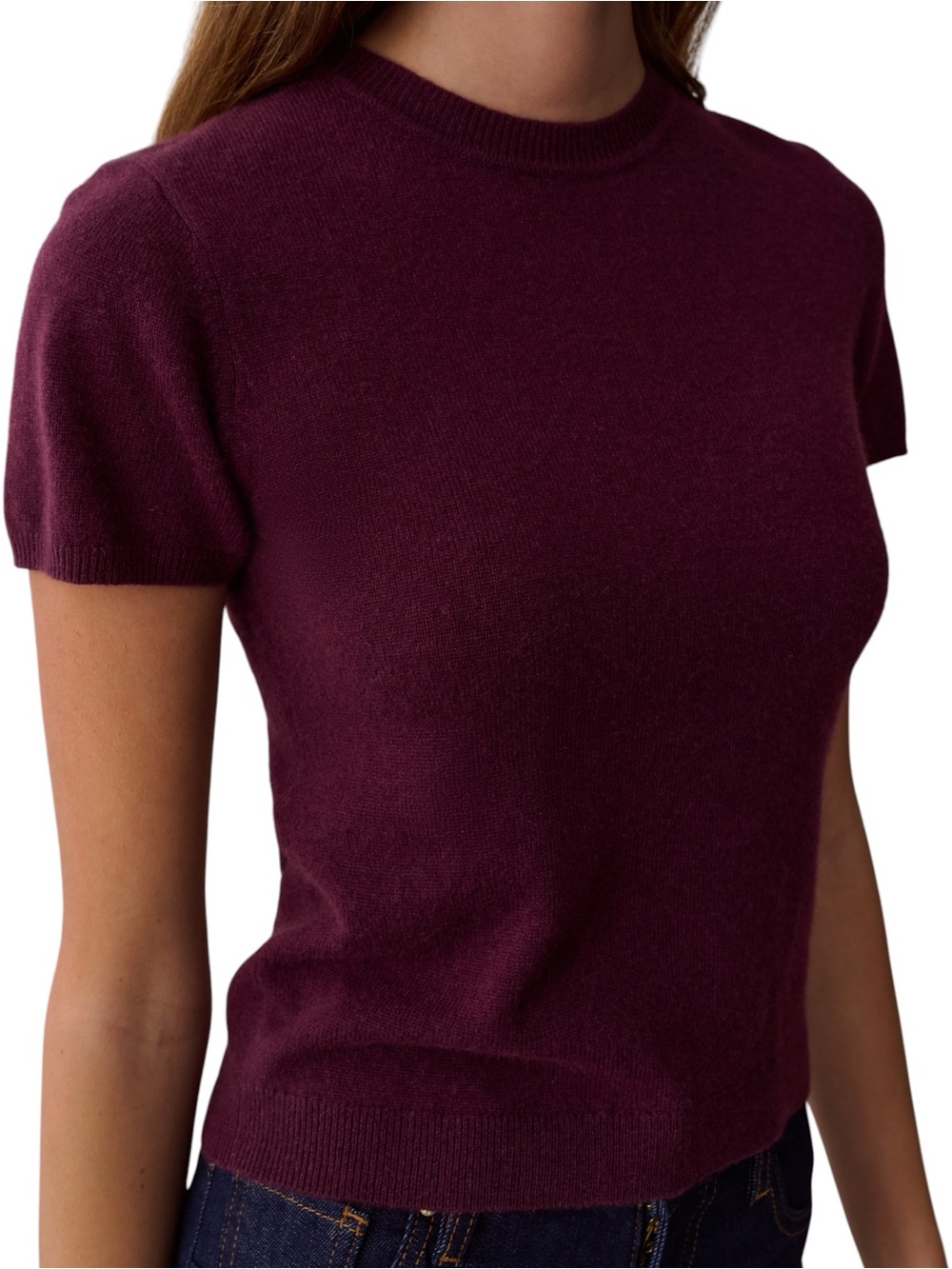Few Moda Caara Lux Cashmere Top Grape Purple Berry NWT